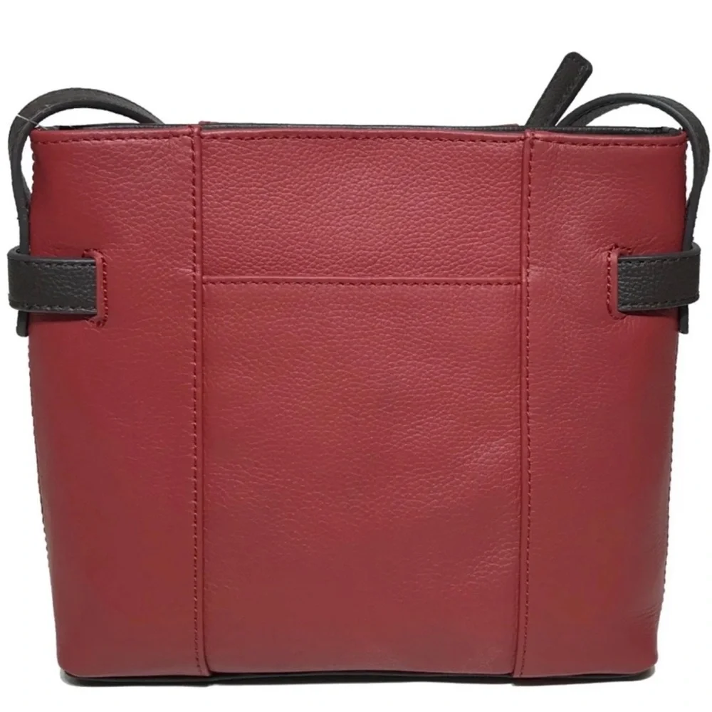 Tignanello Perfect Pockets Leather Crossbody Bag in a rouge and brown  NWOT